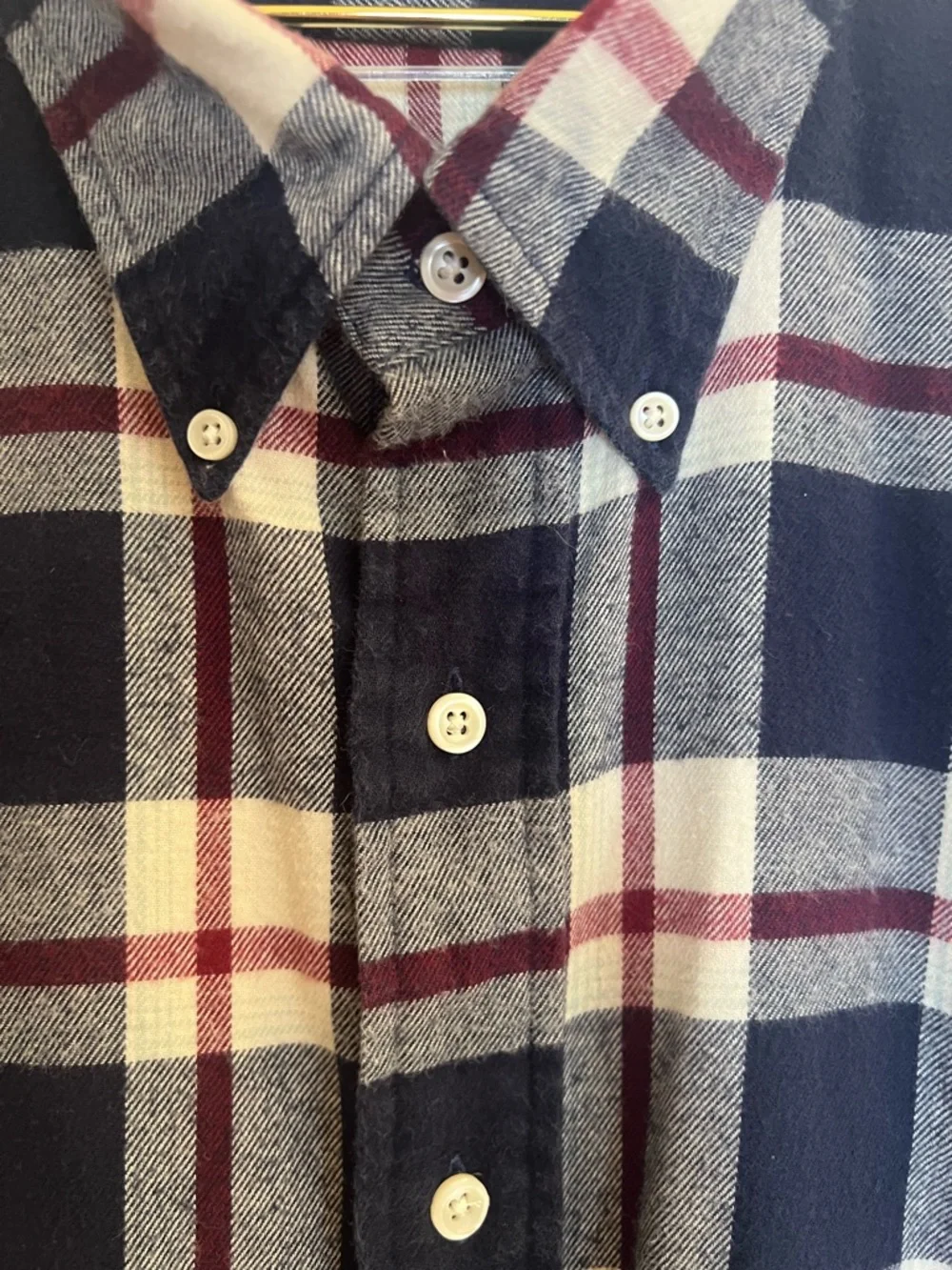 Ralph Lauren Blake Shirt XXL Plaid Button Down Navy Burgundy Cotton - Picture 4 of 8